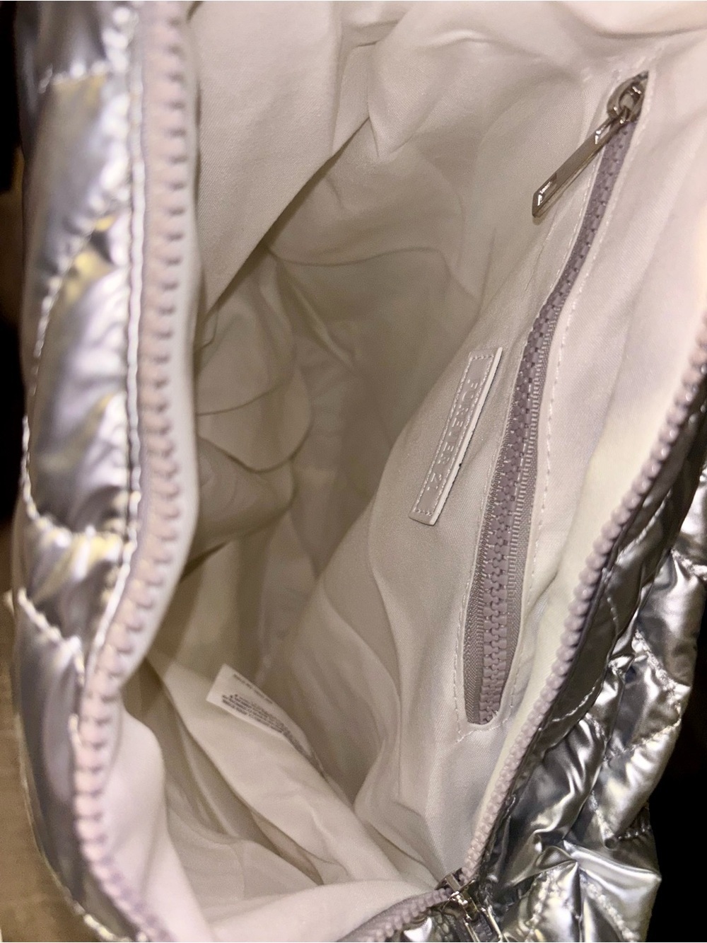 NWT Forever 21 Quilted Hearts Silver Metallic Crossbody Handbag Purse - Picture 6 of 9